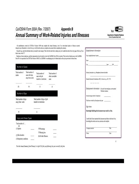 Printable Osha 300a Form Customize And Print