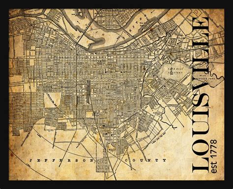 Louisville City Map Louisville Street Map Vintage Tile Map