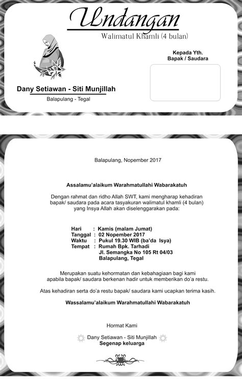 Undangan Walimatul Khamli Siti Munjillah