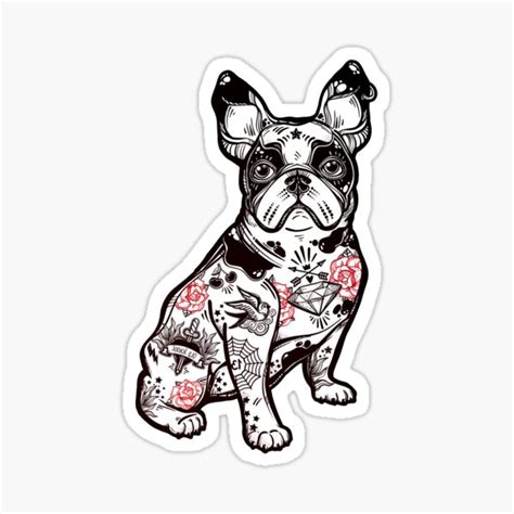 Tattoo French Bulldog Breed Sticker For Sale By Aaacryshaaa Redbubble