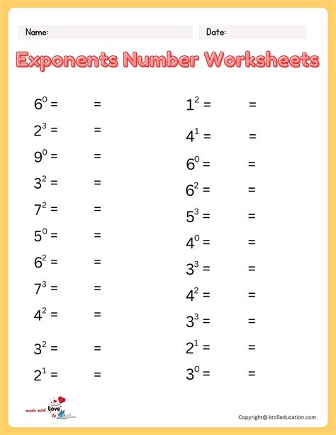 Exponents Worksheets 5th Grade Worksheets For Kindergarten