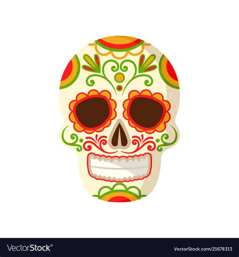 Sugar Skull With Floral Ornament Symbol Of Mexico Vector Image