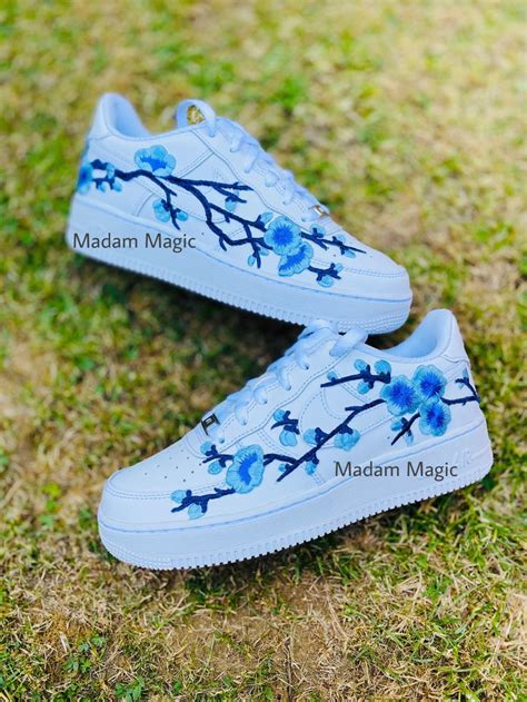 Embroidered Custom Nike Air Force 1 Low Blue Blossom Af1 Etsy Uk Nike Shoes Air Force Nike
