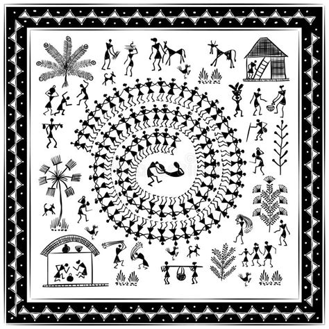 Warli Tribal Art Stock Vector Illustration Of Festival 129443345