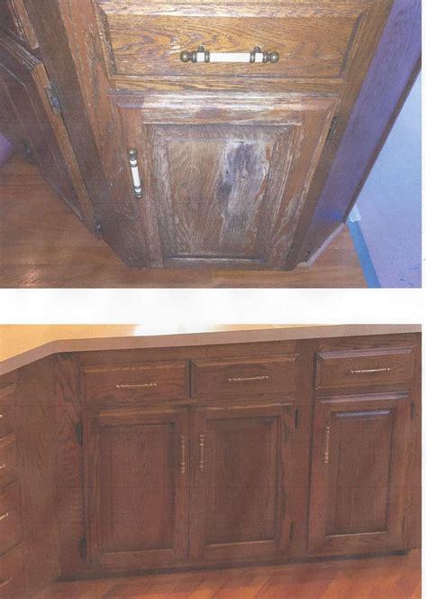 Before And After Picture Of Oak Cabinets Refinished Refinishing