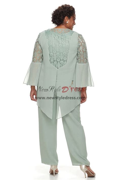 2022 Flowy Plus Size Sage Mother Of The Bride Pant Suits With Jacket