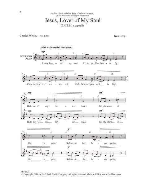 Jesus Lover Of My Soul Sheet Music Charles Wesley Satb Choir