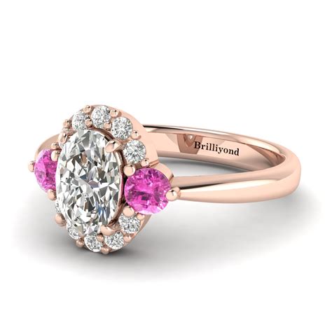 Rose Gold Diamond Birdberry Accented Engagement Ring