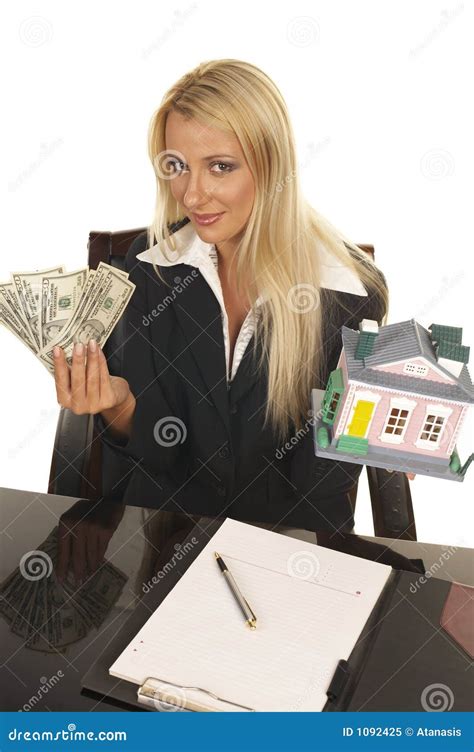 Beautiful Blonde Real Estate Agent Stock Image Image Of Finance