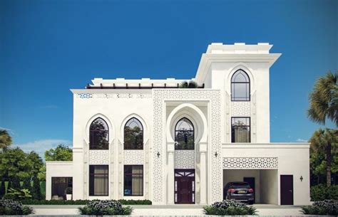 White Modern Islamic Villa Exterior Design 5 White Stone With