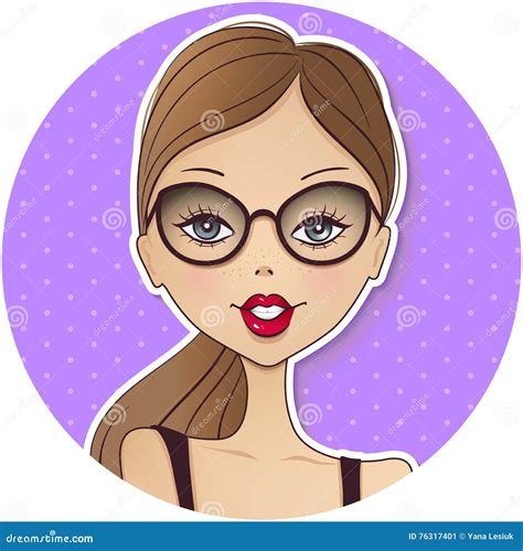 Cute Girl Avatar Icon Young Woman Face Stock Illustration