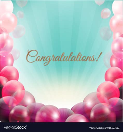 Congratulations Card With Pink Balloons Frame Vector Image