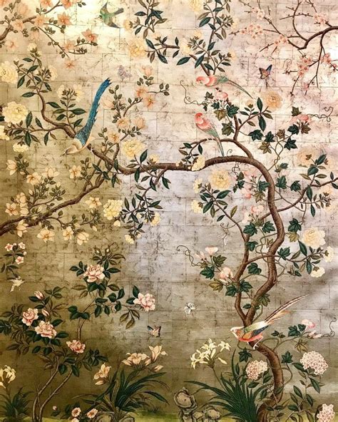 Gracie Hand Painted Wallpaper Chinoiserie Wallpaper Interior Wallpaper