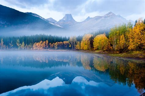 Mountain Lake Autumn Forest Top Quiet Reflection Nature