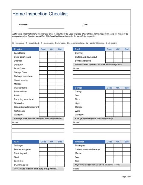 Home Inspection Checklist Printable Francesco Printable