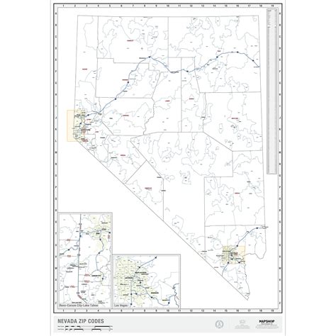 Nevada Zip Code Wall Map By Mapshop The Map Shop