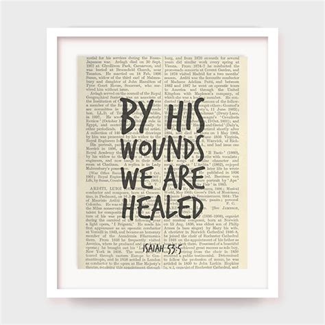 Christian Poster By His Wounds We Are Healed Isaiah 535