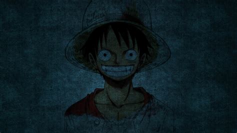 Wallpaper Monkey D Luffy One Piece Blue Background Smiling