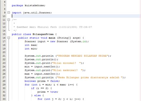 Java Source Code Menentukan Bilangan Prima