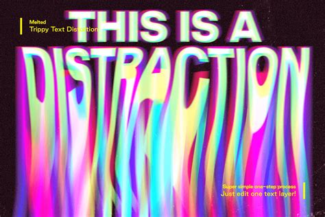 Melted Trippy Text Distortions On Yellow Images Creative Store