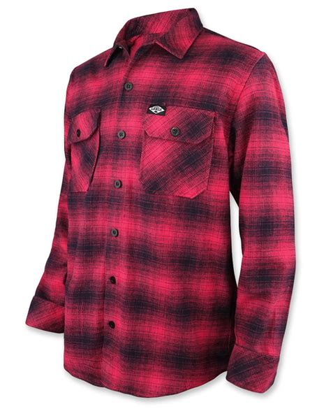 Flannel Red Long Sleeve Shirt Loose Riders England
