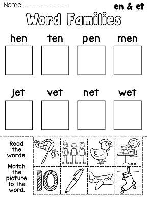 Word Families Review Worksheets | Word families, Word family worksheets