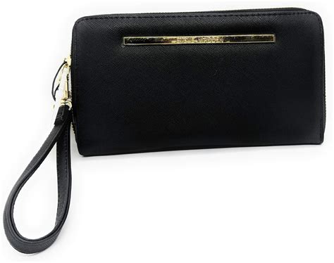 steve madden bzippy women s zip around wallet wristlet with gold hardware black handbags