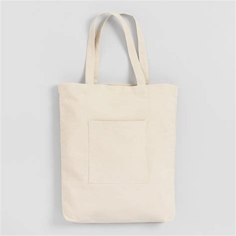 White Canvas Tote Bag With Pocket By World Market Tote Bag With