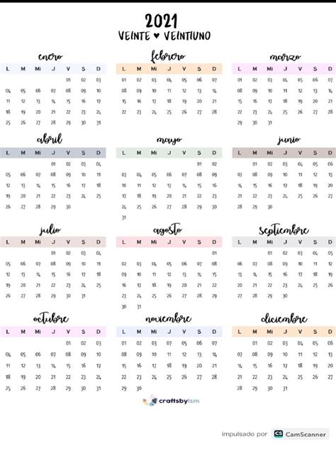 Calendario Aesthetic Pdf
