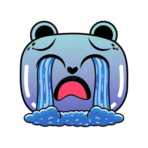 Vector Cartoon Cute Loudly Crying Face Emoji Isolated Illustration