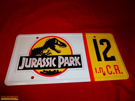 Jurassic Park Jeep License Plate 12 Replica Movie Prop