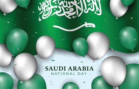 Saudi Arabia National Day Flag And Balloon 3091961 Vector Art At Vecteezy