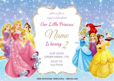 Editable Disney Princess Invitation Template