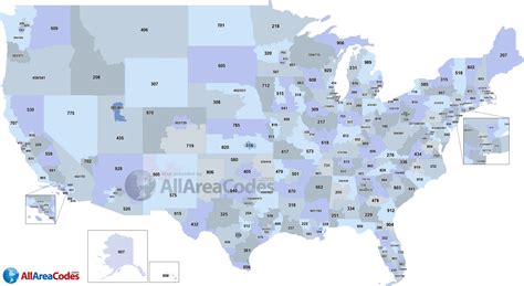 Telephone Area Codes Usa Map United States Map