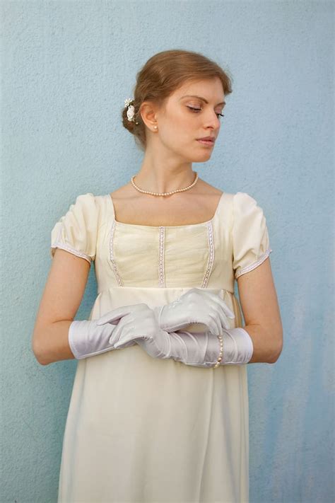 Regency Dress White High Waistline Gown Napoleonic Fashion Etsy