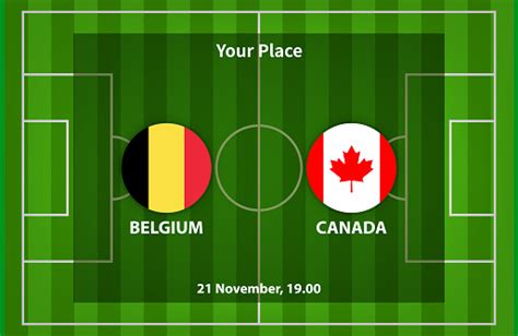 Belgium Vs Canada Football Or Soccer Poster Match Stok Vektör Sanatı 