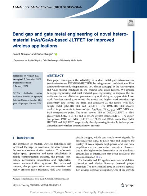 band gap and gate metal engineering of novel hetero material inas gaas based jltfet for improved