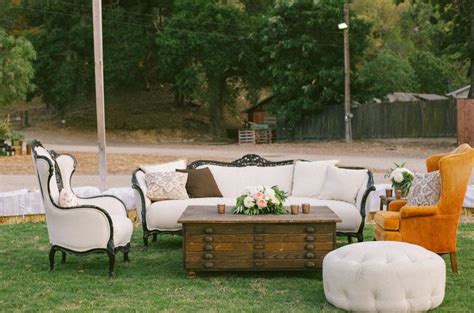 Outdoor Vintage Lounge Laid Back California Barn Wedding Liz