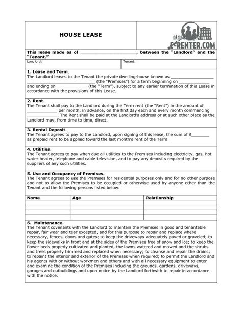 A house rental lease agreement in generally made between the landlord and his tenant which binds both the parties into an agreement that a certain space will be rendered to the tenant which will bind him or her to take care of certain responsibilities. Download Free Sample House Lease Agreement - Printable Lease Agreement