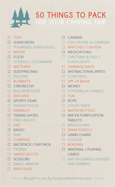 50 Things To Pack For Your Camping Trip Campingfire Pit Pintere