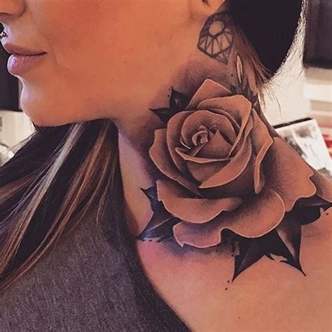 27 Best Neck Tattoos Women Images On Pinterest Floral Tattoos Flower