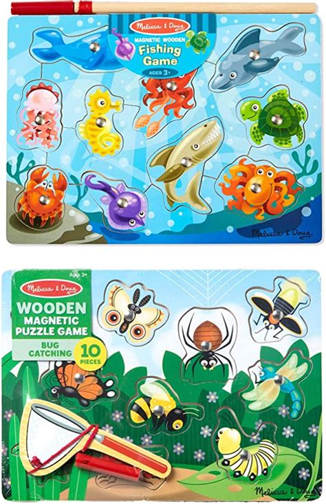 Melissa And Doug Magnetic Wooden Puzzle Game Set Fishing And