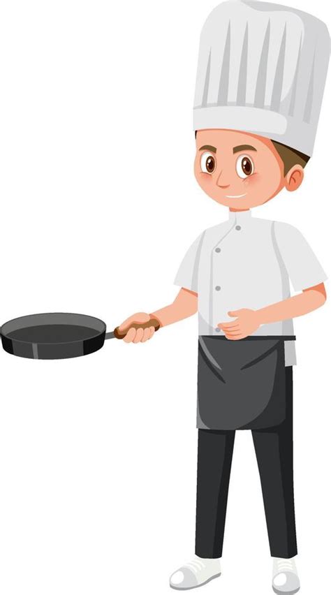 Male Chef Holding Frying Pan Vector Art At Vecteezy