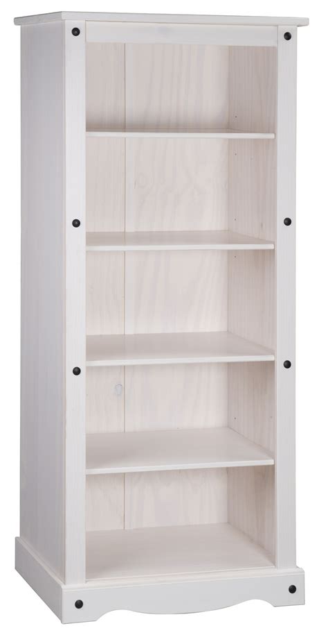 Solid Wood Bookcase 5 Shelves Arctic White 924w Bookcases And Shelving