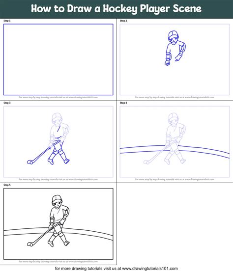 How To Draw A Hockey Player Scene Printable Step By Step Drawing Sheet