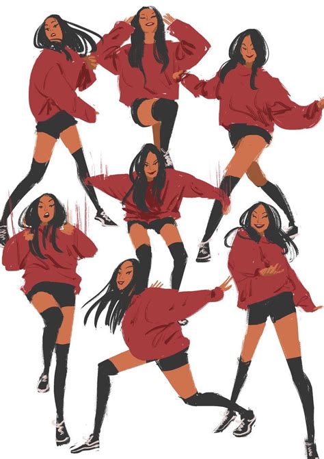 Energetic Poses Illustration Character Design Drawing Poses