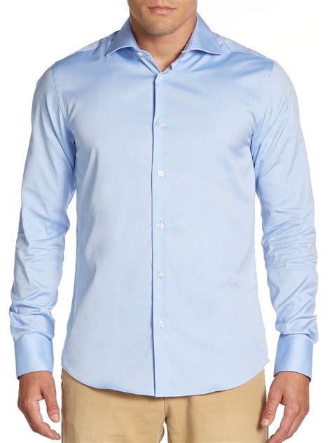 Scotch And Soda Woven Cotton Dress Shirt In Light Blue Blue For Men Lyst