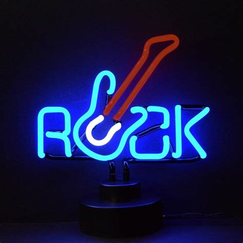 Rock With Guitar Vintage Real Glass Neon Light Neon Sculpture Neon