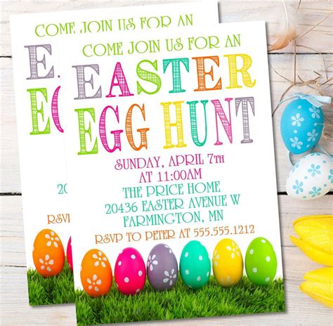 Colorful Easter Egg Hunt Invitations Easter Egg Hunt Invitation