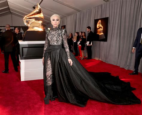 Grammys 2018 Red Carpet Lady Gaga Among Stars Wearing White Roses For
